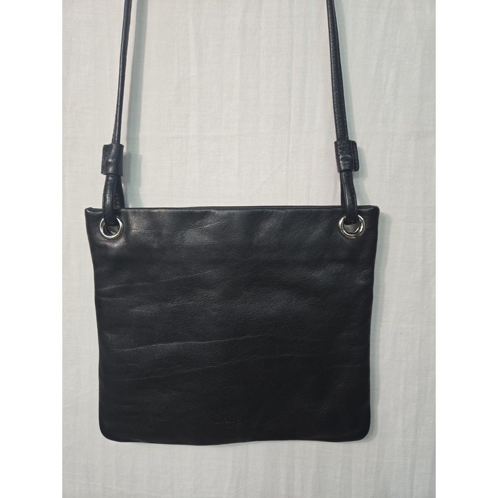 Margot New York Genuine Black Leather Crossbody Shoulder Bag Soft Minimalist